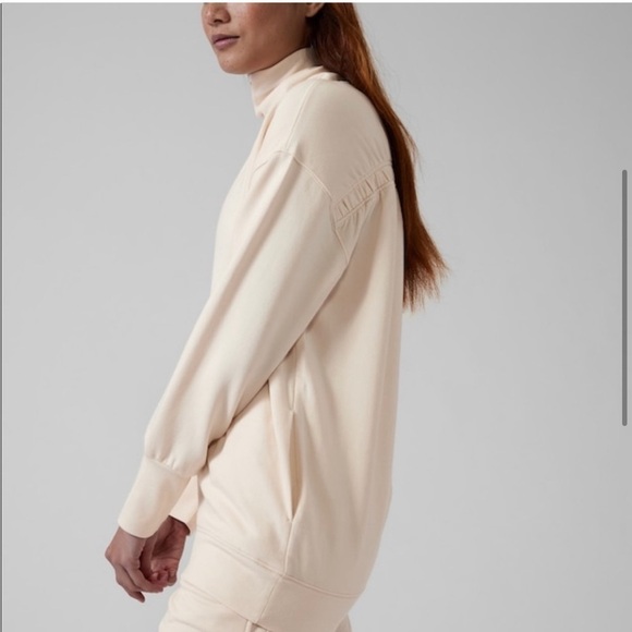 Athleta Balance cinch turtleneck sweatshirt, ivory, XS - Picture 7 of 9